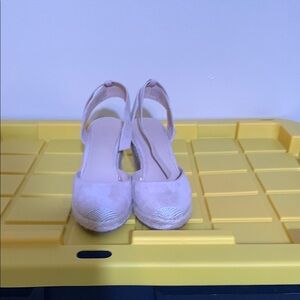 LOFT Cream Espadrille Wedges with Slingback Strap